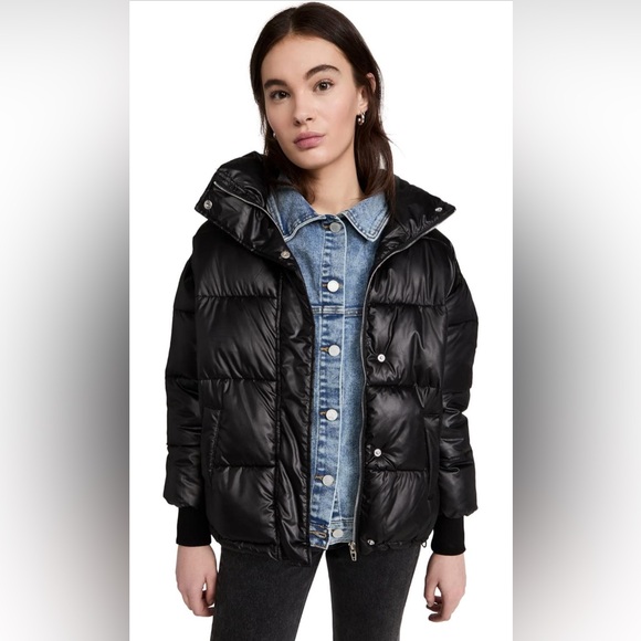 ❄️ BLANK NYC Women's Run The Show Nylon & Denim Puffer Jacket - Picture 1 of 9